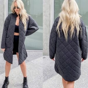 Z Supply Catharina Quilted Zip Jacket in dark grey Onyx size XS‎